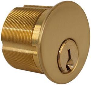 Maxtech R118KW1-03 Polished Brass US3 Solid Brass Replacement 1-1/8" Mortise Cylinder Lock With Kwikset KW1 Keyway
