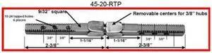 Progressive 45-20-RTP Steel Swivel Spindle 9/32" Square x 4-3/4" Long 20 TPI 3/8" With Two Removable Centers And Tapped Holes On Both Ends A Replacement For Surface Mount Mortise Locksets