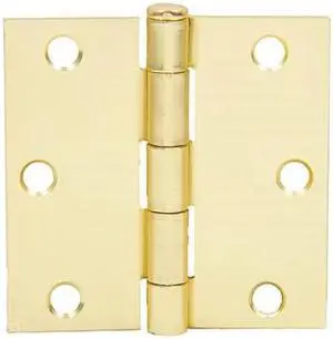 Tuff Stuff 86130 Brass Plated 3" x 3" Butt Hinges With Screws (1 Pair)