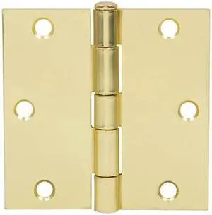 Tuff Stuff 86135 Brass Plated 3-1/2" x 3-1/2" Butt Hinges With Screws (1 Pair)