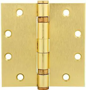 Tuff Stuff 86452 Satin Brass 4-1/2" x 4-1/2" Ball Bearing Template Hinges With Machine And Wood Screws (1-1/2 Pairs)