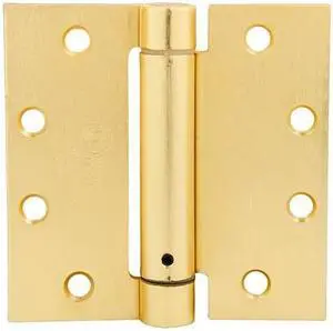 Tuff Stuff 86522 Satin Brass 4-1/2" x 4-1/2" Trim Style Adjustable Template Spring Hinge With Machine And Wood Screws (1 Hinge Per Box)