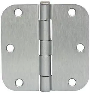 Tuff Stuff 86135R58DC Dull Chrome 3-1/2" x 3-1/2" Round Corner Butt Hinges With Screws (1 Pair)