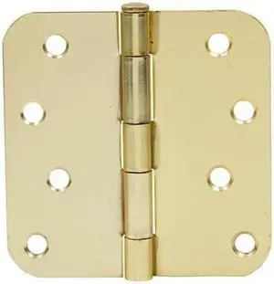 Tuff Stuff 86140R58 Brass Plated 4" x 4" Round Corner Butt Hinges With Screws (1 Pair)