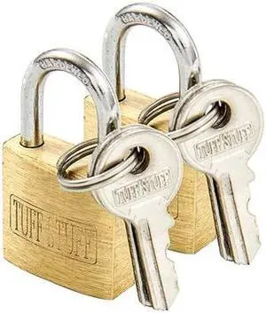 Tuff Stuff 3075X2 3/4" Solid Brass Body Padlock Twin Pack Keyed Alike With 4 Keys