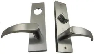 Maxtech 1033L2L Satin Chrome US26D Left Handed Heavy Duty Curved Lever Mortise Plates 7-1/2" x 2" x 1/2" For Through Bolted Mortise Lock Sets (Mortise Body Sold Separately)