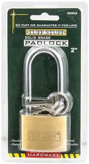 Tuff Stuff 3200LS 2" Solid Brass Body Padlock With Long Shackle