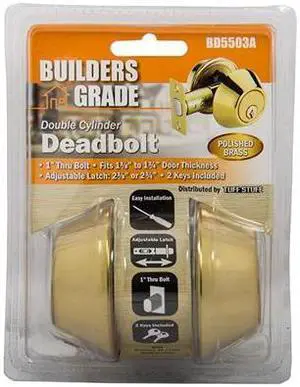 Tuff Stuff BD5503A Polished Brass US3 Builders Grade Double Cylinder Deadbolt With Adjustable Backset
