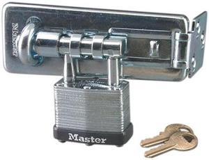 Master Lock 475D 4-1/2 Inch (11cm) Long Hasplock with Integrated 1-3/4 Inch (44mm) Laminated Steel Padlock