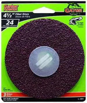 GATOR 4 1/2" FIBER DISC 24 Grit 3PK FOR ANGLE GRINDERS