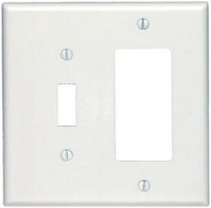 Leviton 80605-W White Midway Two Gang Combination Toggle Switch Decora Wall Plate Leviton 80605-W White Midway Two Gang Combination Toggle Switch Decora Wall Plate