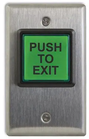 Camden Single Label Switch, PUSH TO EXIT, 12-28V REPLACES CM-30E12 AND CM-30E24
