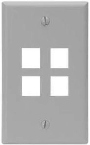 Leviton Gray Quickport 4-Port Wallplate 41080-4GP Leviton Gray Quickport 4-Port Wallplate 41080-4GP