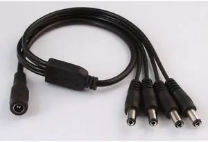 Smart Security Club Pack of 5 Power Splitter 4 DC Female to 1 Male for CCTV Cameras