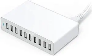 USB charger 10 Port 5V 40W 8A universal mobile phone tablet white 10A speedy charging