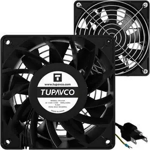 Network Cabinet Fan (Dual 2pc Kit) Server Rack Cooling (Rackmount Muffin Fans Pair 120mm 4in) 110V Cable (Extra Strong) Dual Ball for Side or Top Mount (Computer Equipment Ventilation) Tupavco TP1510