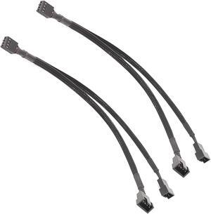 PC Fan Splitter Extension Cable - 1 to 2 PWM Fan Splitter Compatible with 3 & 4 Pin PC Cooling Fans, 10.5 inch Black Braided Nylon Cable (2 Pack)