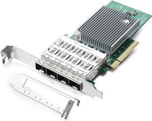 10Gb SFP+ PCI-E Network Card NIC, Compare to Intel X710-DA4, with Intel XL710-BM1 Chip, Quad SFP+ Port, PCI Express 3.0 X8, Ethernet Converged Network Adapter Support Windows Server/Linux/VMware