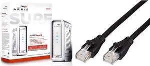 ARRIS SURFboard Docsis 3.1 Gigabit Speed Cable Modem, Approved for Cox, Spectrum and Xfinity, (SB8200 Frustration Free) & AmazonBasics RJ45 Cat-6 Ethernet Patch Internet Cable - 5 Feet