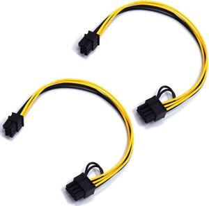 Endlesss 6 Pin Male to 8 Pin (6+2) Male PCIe Adapter Power Cable PCI Express Extension Cable 12.5 Inches (2 Pack)