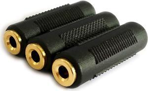 3.5mm Stereo Jack to 3.5mm Stereo Jack Female to Female Adapter Connector Gold Plated (3 Pack)