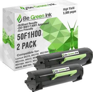 Be Green Ink Compatible Replacement Black Toner Cartridge for Lexmark MS310dn MS312dn MS315dn MS410dn MS415dn MS510dn MS610dn  50F1H00 Black Toner (2 Pack 5,000 High Yield)