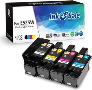 INK E-SALE Compatible Toner Cartridge Replacement for Dell E525W E525 525 (KCMY, 4-Pack), for use with Dell Color Laser E525W Printer
