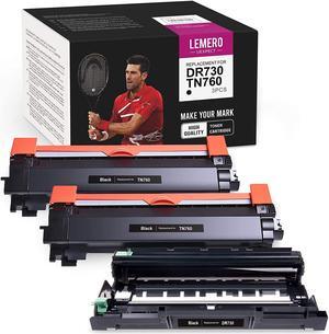 LemeroUexpect Compatible Toner Cartridge and Drum Replacement for Brother TN760 TN-760 TN730 DR-730 for MFC-L2710DW HL-L2370DW HL-L2350DW DCP-L2550DW MFC-L2750DW Printer (2 Toner+1 Drum, 3-Pack)