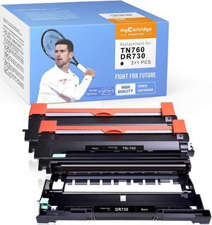 myCartridge PHOEVER Compatible Toner Cartridge and Drum Unit Replacement for Brother TN760 TN730 DR730 Printer Toner Drum (2 x TN-760 Toner Cartridge, 1x DR-730 Drum Unit)