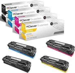 CS Replacement Toner Cartridge Compatible with HP CP3525n CE250A Black CE251A Cyan CE252A Yellow CE253A Magenta 504A COLOR CM3530 CM3530FS CP3525DN CP3525X CP3520 CM3530FS MFP 4 Color Set