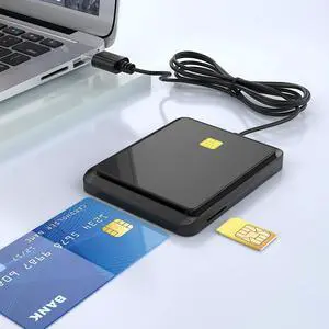 Rocketek Smart Card + SIM Card Smart Card Reader, Dual Card Slot Design, USB 2.0 Contact Hot-Plug Smart Card Reader, Portable Military CAC Card Reader, DOD Military USB Common Access Card Reader