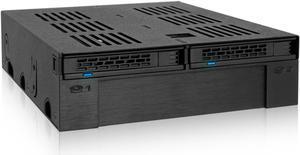 2 Bay 2.5 SAS/SATA HDD/SSD Mobile Rack + 3.5" Slot for External 5.25" Bay | ExpressCage MB322SP-B