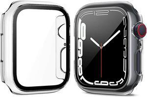 IC ICLOVER For Apple Watch Series 7 45MM 41MM Full Cover Case Hard Glass Screen Protector 45mm