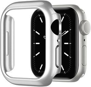 IC ICLVOER For Apple Watch Series 7 41/45MM PC Protector Hard Bumper Shockproof Case Cover 41mm Silver