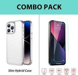 For iPhone 14 ProMax Case Crystal Clear Cover+Tempered Glass Screen Protector