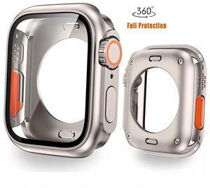 Ultra Look Full Cover Case, Screen Protector for Apple Watch Series 9/8/7 45mm, Series SE2/SE/6/5/4 44mm, Tempered Glass, Perfect Protection Anti Scratch 45mm