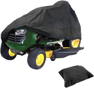 IC ICLOVER Lawn Mower Cover, Waterproof Riding Mower Cover Heavy Duty UV Protection Tractor Covers with Drawstring Universal Fits Decks up to 54 Inches & Storage Bag - Black