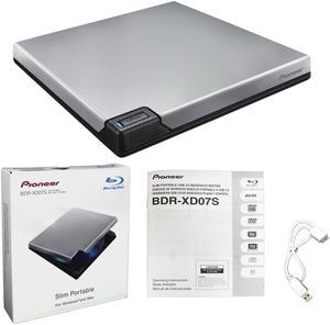Pioneer BDR-XD07S Portable 6X Blu-ray Burner External Drive with USB Cable - Burns CD DVD BD DL BDXL Discs
