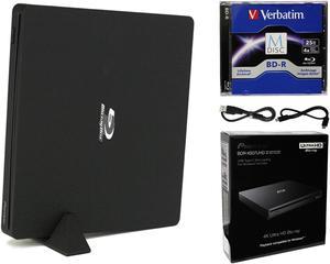 Pioneer BDR-XS07UHD Portable 6X Ultra HD 4K Blu-ray Burner External Drive Bundle with Cyberlink Software Download Installation Code, 25GB M-DISC BD-R and USB Cable - Burns CD DVD BD DL BDXL Discs
