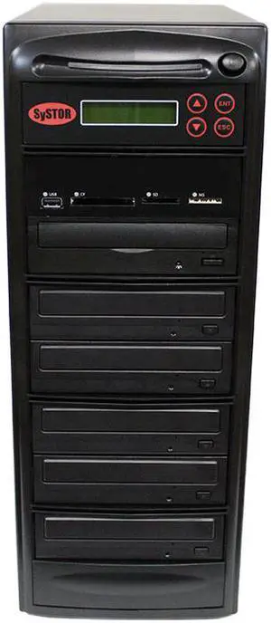 Systor Multi Media Flash Backup Center + 1 to 5 SATA Blu-ray Duplicator - Back up Different Flash Memory Drives (USB/SD/CF/MS/MMC) to CD/DVD/BD/BD-R/BDXL (BD-MBC-5)