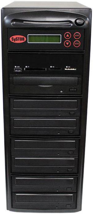 Systor Multi Media Flash Backup Center + 1 to 6 SATA Blu-ray Duplicator - Back up Different Flash Memory Drives (USB/SD/CF/MS/MMC) to CD/DVD/BD/BD-R/BDXL (BD-MBC-6)