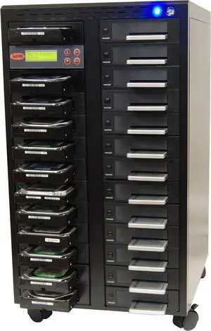 Systor 1 to 24 SATA 300MB/S HDD SSD Hard Drive Duplicator/Sanitizer - Copy & Erase 2.5 & 3.5 inch Hard Disk Drives & Solid State Drives (SYS3024DP) - Dual Port Hot Swap