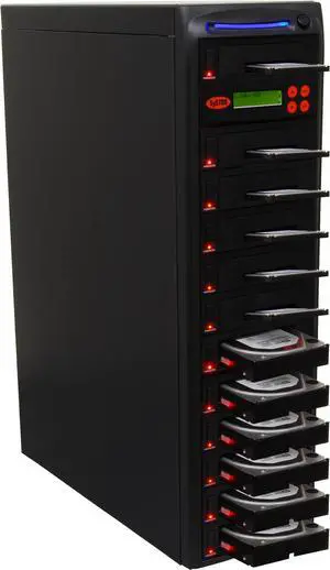 Systor 1 to 11 SATA 150MB/S HDD SSD Hard Drive Duplicator/Sanitizer - Copy & Erase 2.5 & 3.5 inch Hard Disk Drives & Solid State Drives (SYS2011HS-DP) - Dual Port Hot Swap