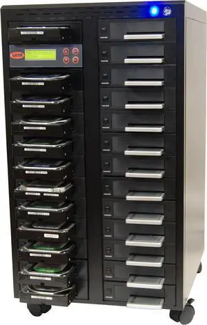 Systor 1:24 SATA Hard Drive Duplicator & Sanitizer - 9GB/Min - Copy & Erase 2.5 SDD Solid State & 3.5 HDD Disks (SYS2024HS-DP) - 150MB/Sec, Dual Port Hot Swap
