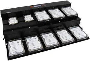Systor 1:9 Flatbed SATA Hard Drive Duplicator & Sanitizer - 18GB/Min - Copy & Erase 2.5 SDD Solid State & 3.5 HDD Disks 300MB/Sec (SYS09-SSD-SATA2)