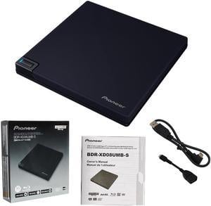 Pioneer BDR-XD08UMB-S Portable 6X Ultra HD 4K Blu-ray Burner External Drive Bundle with Cyberlink Software Download Installation Code and USB Cable - Burns CD DVD BD DL BDXL Discs