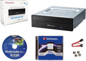 Pioneer BDR-2213 Internal 16x Blu-ray Writer Drive Bundle with CyberLink Burning Software, 100GB BDXL Disc, SATA Cable, and Mounting Screws - Burns CD DVD BD DL BDXL M-Disc Discs