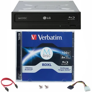 LG 16x WH16NS40 Internal Blu-ray DVD Drive + 100GB Verbatim MDisc BDXL+ SATA Cable LG 16x WH16NS40 Internal Blu-ray DVD Drive + 100GB Verbatim MDisc BDXL+ SATA Cable