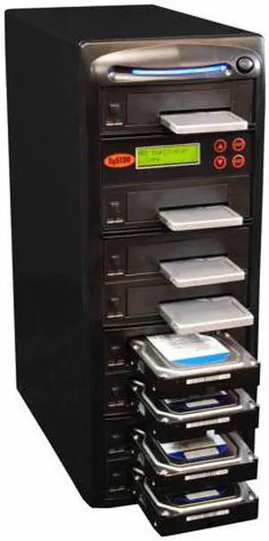 Systor 1:7 SATA Hard Drive Duplicator & Sanitizer - 18GB/Min - Copy & Erase 2.5 SDD Solid State & 3.5 HDD Disks (SYS307DP) - 300MB/Sec, Dual Port Hot Swap