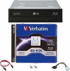 LG 16x WH16NS40 Internal Blu-ray Burner + 50GB Verbatim M-Disc BD-R DL + SATA Cable